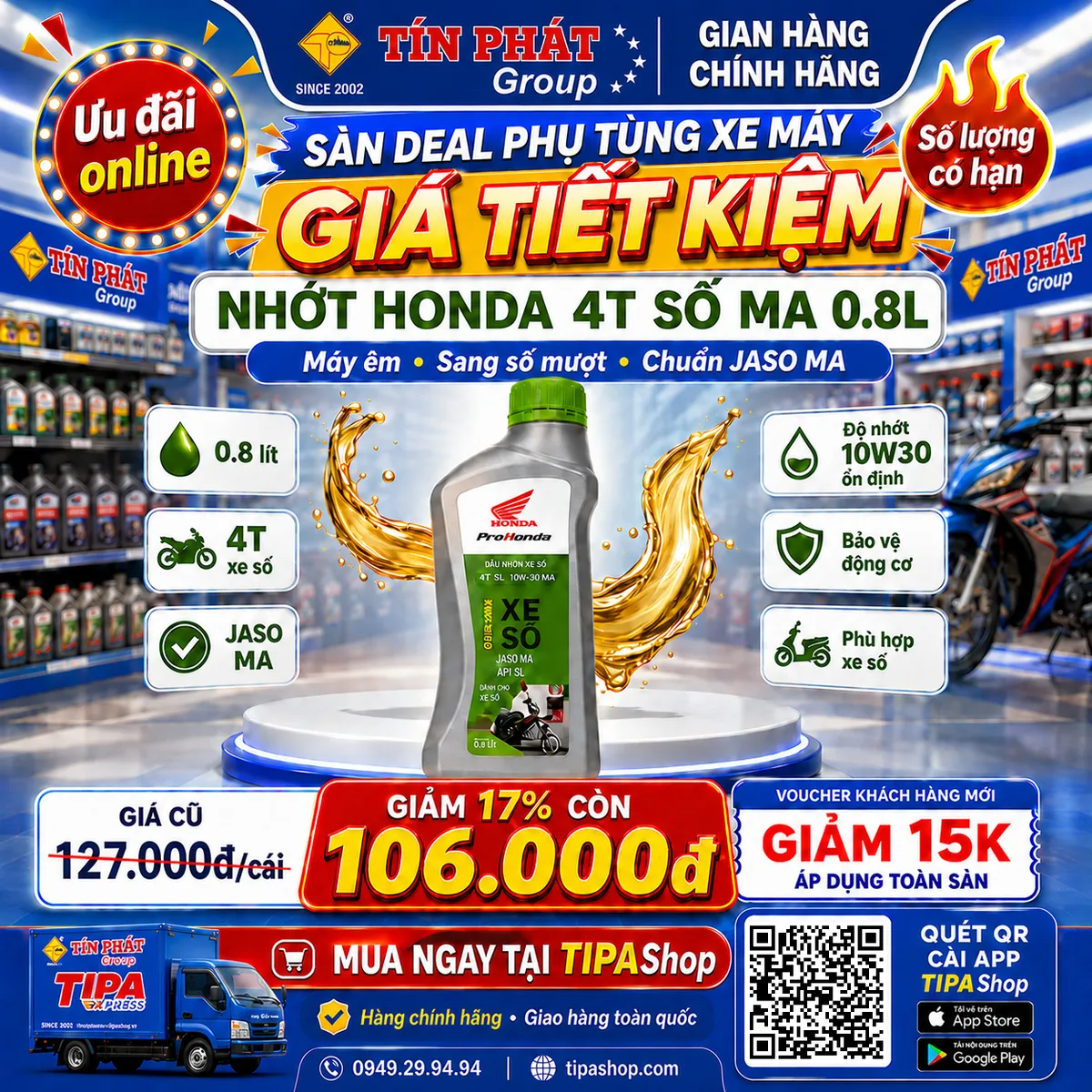 Nhớt HONDA 4T SỐ MA 0.8L